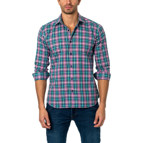 TOM Button-Up // Pink + Blue Check (S)