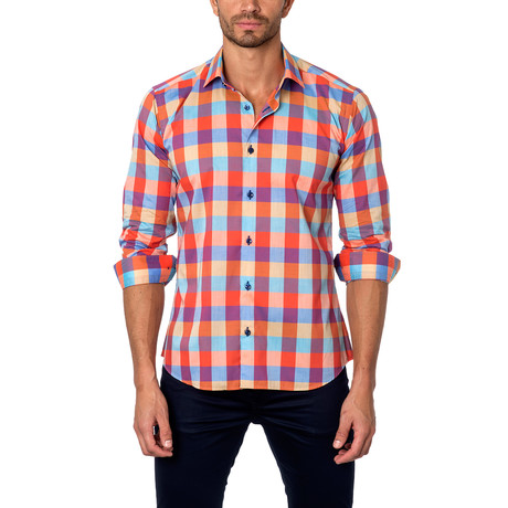 THOMAS Button-Up // Orange + Blue (S)