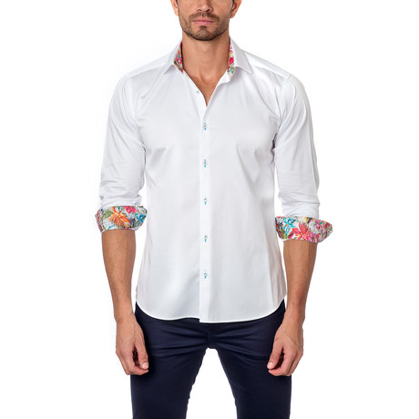 Jared Lang // THOMAS Button-Up // White + Floral (S)