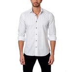 Jared Lang // THOMAS Button-Up // White Stripe (2XL)