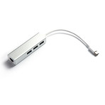 USB Hub // Type C // Silver // USB + Lan Port