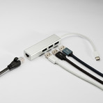 USB Hub // Type C // Silver // USB + Lan Port