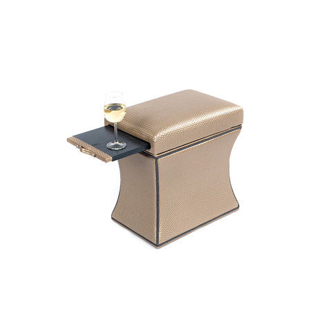 Morgan Storage Ottoman + Pull Out Shelf (Champagne)