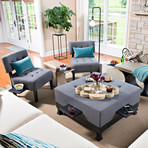 Morgan Storage Ottoman + Pull Out Shelf (Champagne)