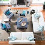 Morgan Storage Ottoman + Pull Out Shelf (Champagne)