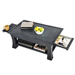 Dolton Table // Ottoman + Pull Out Shelves (Brown)