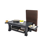 Dolton Table // Ottoman + Pull Out Shelves (Brown)