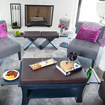 Dolton Table // Ottoman + Pull Out Shelves (Brown)