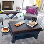 Dolton Table // Ottoman + Pull Out Shelves (Brown)