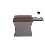 Chandler Storage Ottoman + Pull Out Shelf (Gray + Brown)