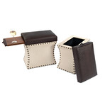 Chandler Storage Ottoman + Pull Out Shelf (Gray + Brown)