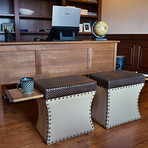 Chandler Storage Ottoman + Pull Out Shelf (Gray + Brown)