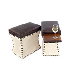 Chandler Storage Ottoman + Pull Out Shelf (Gray + Brown)