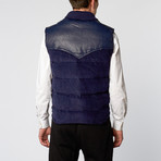 Shawl Neck Puffer Vest // Navy (3XL)