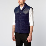 Shawl Neck Puffer Vest // Navy (2XL)