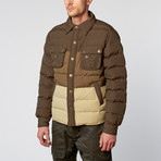 Colorblock Puffer Jacket // Olive + Grey + Sand (S)