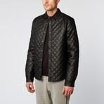Quilted Vegan Leather Puffer Jacket // Black (3XL)