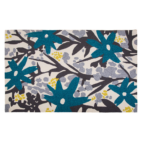 Bloom Grey // Turquoise (2'L x 3'W)