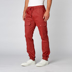 Wax Coated Cargo Jogger // Red (34)