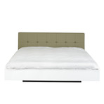 Float Bed + Upholstered Headboard + Mattress Support // Grey + White (Queen)