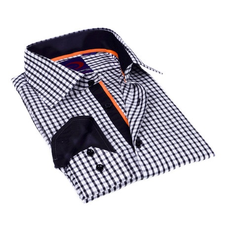 Button-Down Shirt // Black + White Gingham+ Navy Trim (S)