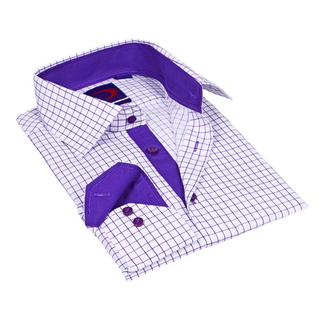 Button-Down Shirt // Purple Check + Purple Trim (S)