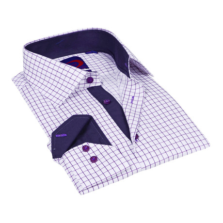 Button-Down Shirt // Purple Check + Navy Trim (S)