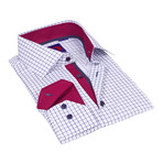 Check Button-Down Shirt // White + Maroon Trim (S)