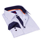 Check Button-Down Shirt // White + Navy Trim (S)