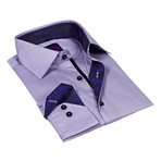 Button-Down Shirt // Grey + Blue Paisley Trim (L)