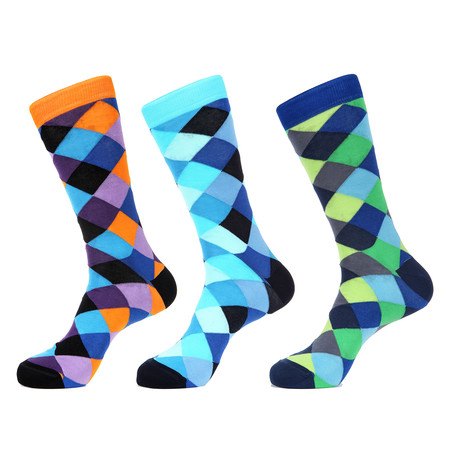 Argyle Printed Socks // Pack of 3