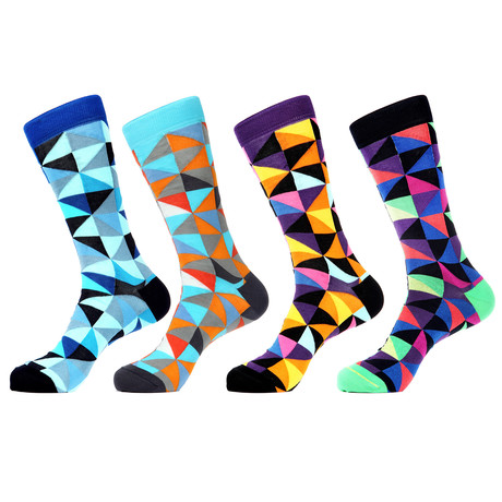 Colorful Micro Triangle Socks // Pack of 4