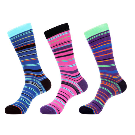 Colorful Stripes Mid-Calf Sock // Pack of 3