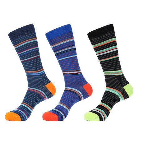 Deep Tone Stripe Socks // Pack of 3