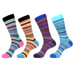 Colorful Micro Stripe Socks // Pack of 4