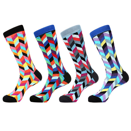 Colorful Herringbone Socks // Pack of 4