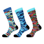 Cool Tone Stacked Square Socks // Pack of 3