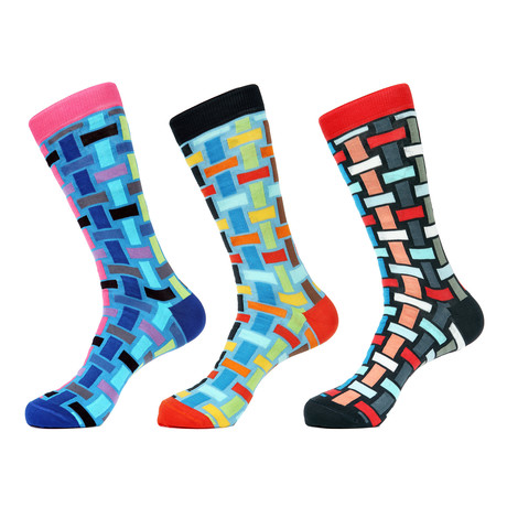 Colorful Interlock Mid-Calf Sock // Pack of 3