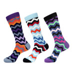 Colorful Zig Zag Socks // Pack of 3