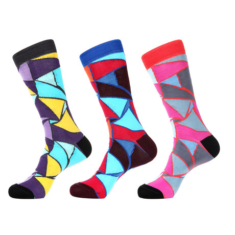 Bright Collage Mid-Calf Sock // Pack of 3