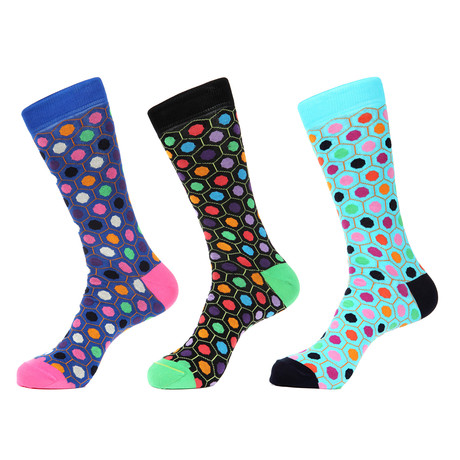 Bright Honeycomb Socks // Pack of 3