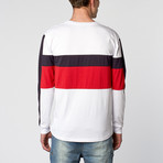The 100% Long Sleeve // White + Red + Navy (S)