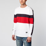 The 100% Long Sleeve // White + Red + Navy (S)