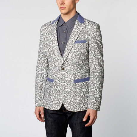 Paisley Blazer // White + Navy (S)