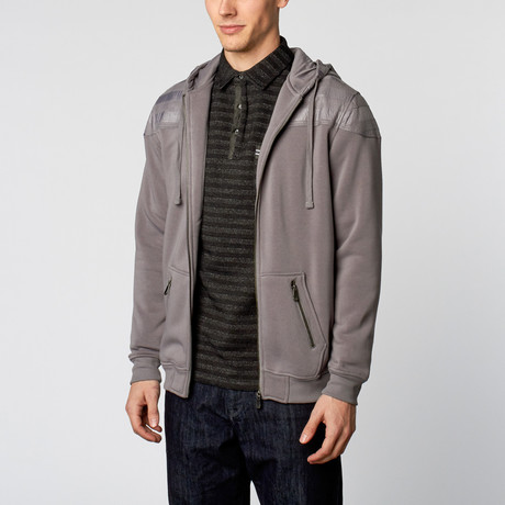 Bold Stripes Zip-Up Hoodie // Light Grey (S)