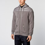 Bold Stripes Zip-Up Hoodie // Light Grey (S)