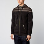 Bold Stripes Zip-Up Hoodie // Dark Charcoal (L)