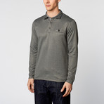 Solid Long Sleeve Knit Polo // Black + Grey (S)