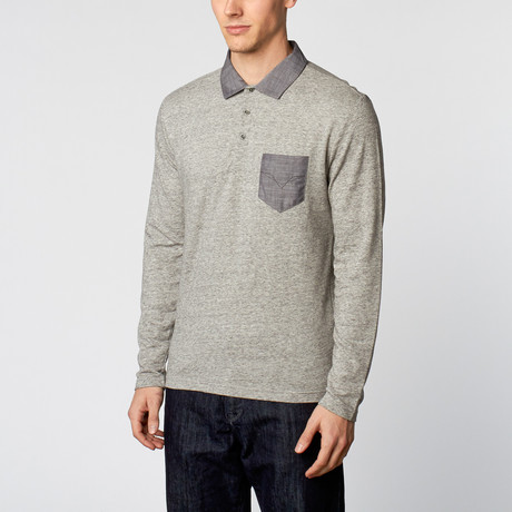 Long Sleeve Knit Collared Shirt // Heather Grey (S)