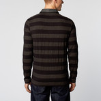 Bold Stripe Collared Shirt // Black + Grey (M)